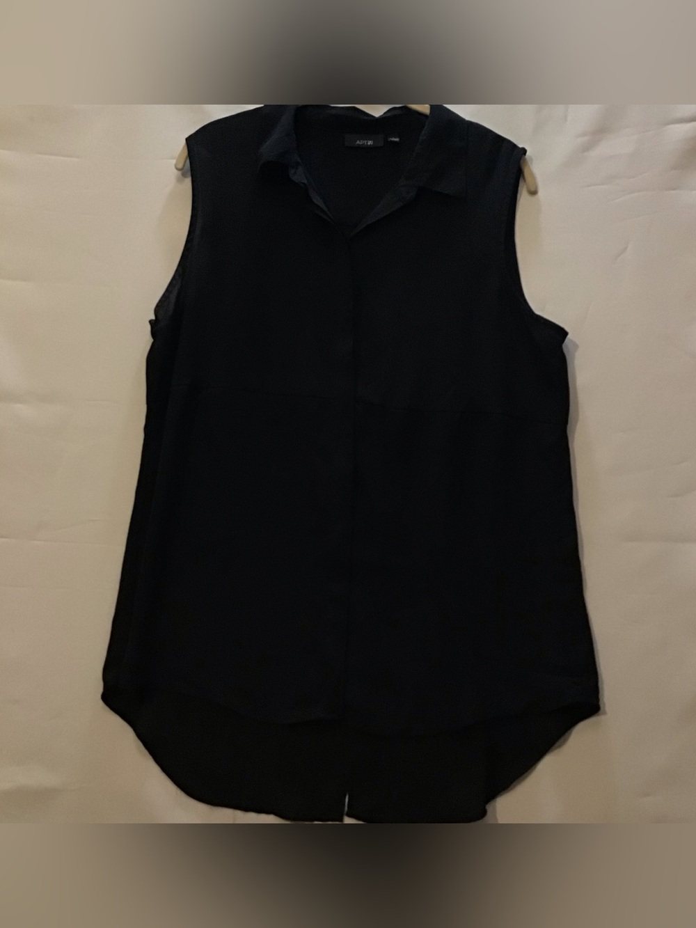 237 Apt. 9 Sleeveless Collared Button-Front Tunic Split in back- Black